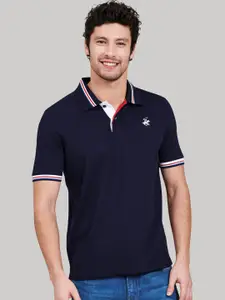 Beverly Hills Polo Club Men Navy Blue Solid Polo Collar T-shirt