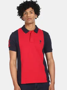 U.S. Polo Assn. Men Red Solid Polo Collar T-shirt
