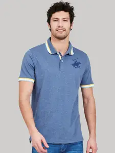 Beverly Hills Polo Club Men Blue Self Design Henley Neck T-shirt