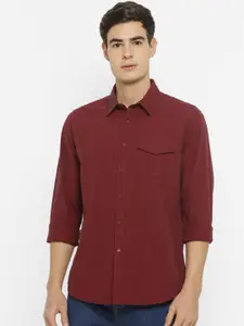FOREVER 21 Men Maroon Slim Fit Solid Casual Shirt