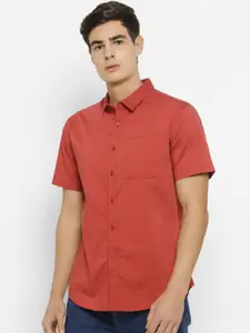 FOREVER 21 Men Red Slim Fit Solid Casual Shirt