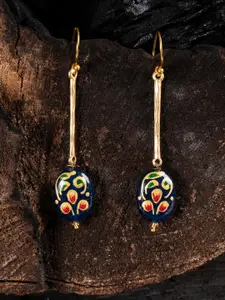 Shoshaa Blue & Gold-Plated Handcrafted Contemporary Drop Earrings