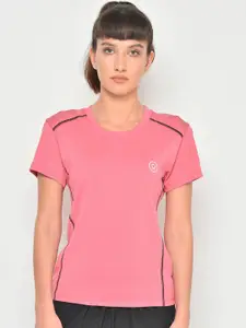 CHKOKKO Women Pink Training or Gym T-shirt