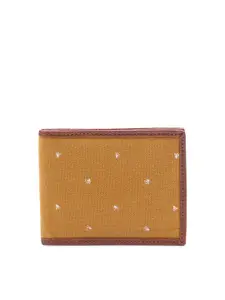 FOREVER 21 Men Mustard Yellow & Brown Woven Design Two Fold Wallet