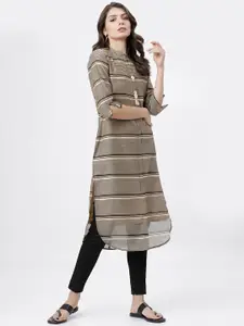 Vishudh Women Brown Striped Kurta