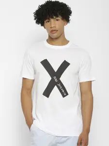 FOREVER 21 Men White Printed Round Neck T-shirt