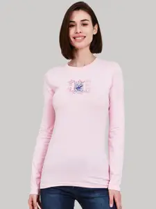 Beverly Hills Polo Club Women Pink Printed Round Neck T-shirt