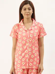 Bannos Swagger Women Peach-Coloured Printed Night Suit