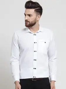 Purple State Men White Slim Fit Solid Semiformal Shirt
