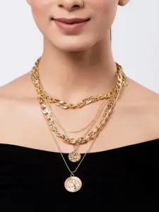 Shining Diva Fashion Gold-Plated Layered Necklace