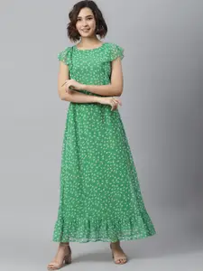 StyleStone Women Green Floral Printed Maxi Dress