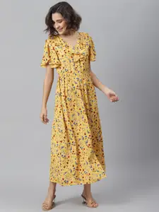 StyleStone Women Yellow Floral Printed Maxi Dress