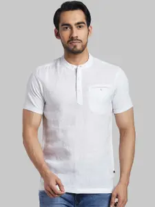 Parx Men White Solid Henley Neck Pure Cotton T-shirt