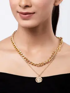 Shining Diva Fashion Gold-Plated Layered Necklace