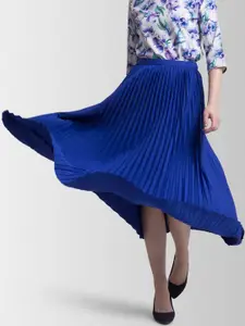 FableStreet Blue Accordion Pleated Flared Skirts