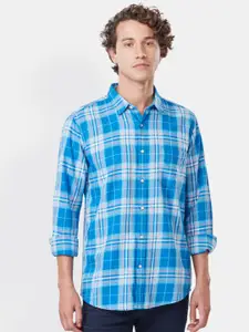 Pepe Jeans Men Blue Regular Fit Checked Casual Shirt