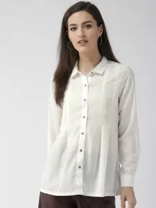 Xpose Women White Regular Fit Solid Casual Shirt