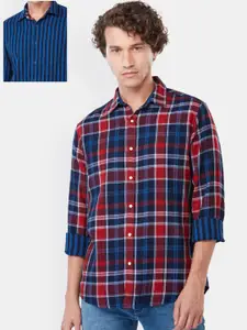 Pepe Jeans Men Red Regular Fit Checked Casual Shirt