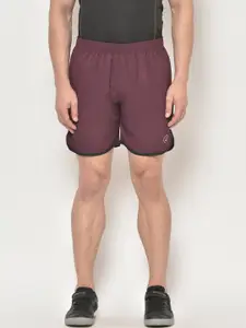 CHKOKKO Men Maroon Solid Regular Fit Sports Shorts