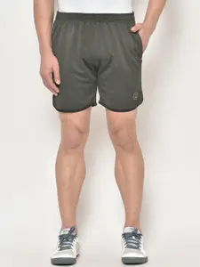 CHKOKKO Men Olive Green Solid Regular Fit Sports Shorts