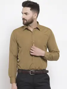 English Navy Men Khaki Slim Fit Solid Formal Shirt
