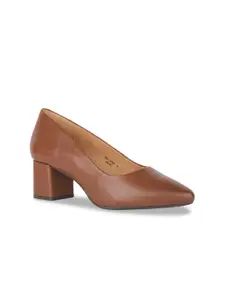 Hush Puppies Women Brown Solid Leather Pumps