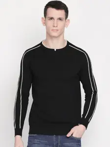 Status Quo Men Black Solid Cotton Pullover Sweater