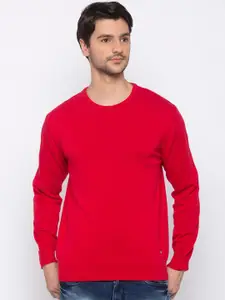 Status Quo Men Red Solid Pullover Sweater