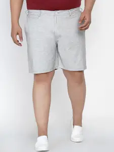 John Pride Plus Size Men Grey Self Design Regular Fit Shorts