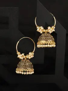 ANIKAS CREATION Gold-Plated Handcrafted Dome Shaped Jhumkas