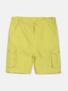 MINI KLUB Boys Yellow Solid Regular Fit Cargo Shorts