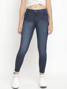 Belliskey Women Navy Blue Super-Skinny Fit Mid-Rise Cropped Clean Look Jeans