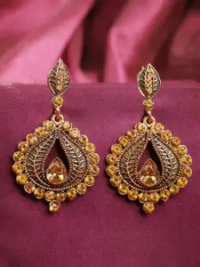ANIKAS CREATION Gold-Plated Antique Classic Drop Earrings
