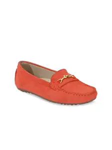 CARLO ROMANO Women Orange Suede Loafers