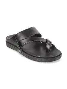 Mochi Men Black Leather Comfort Sandals