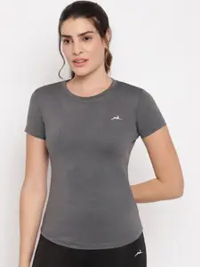 Marc Loire Women Grey Solid Round Neck T-shirt