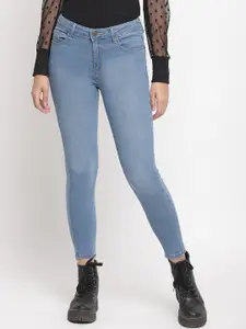 Belliskey Women Blue Super-Skinny Fit Mid-Rise Cropped Clean Look Jeans