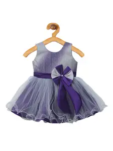 The Magic Wand Girls Purple Self Design Fit and Flare Dress