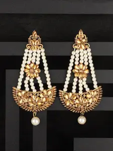 ANIKAS CREATION White Contemporary Drop Earrings