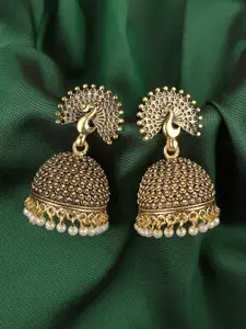ANIKAS CREATION Gold-Plated Antique Dome Shaped Jhumkas
