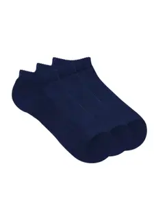 Balenzia Men Pack Of 3 Navy Blue Solid Ankle-Length Socks