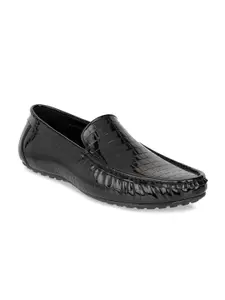 Carlton London Men Black Textured Driving Shoes
