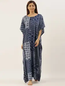Bannos Swagger Blue & Grey Printed Nightdress