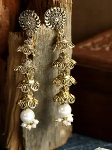 ANIKAS CREATION Gold-Toned Contemporary Jhumkas