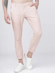 HIGHLANDER Men Pink Slim Fit Solid Chinos