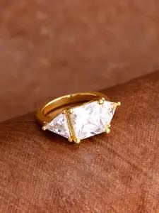 Voylla Gold-Plated White CZ-Studded Finger Ring