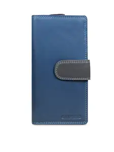 CALFNERO Women Blue Colourblocked Leather Two Fold Wallet