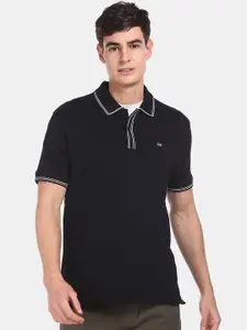 Arrow Sport Men Black Solid Polo Collar T-shirt