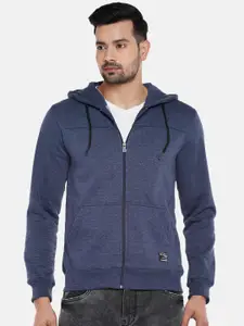 People Men Navy Blue Solid Hooded Sweatshirt