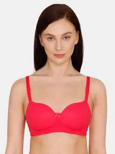 Zivame Red Solid Non-Wired Lightly Padded T-shirt Bra ZI1131CORECPINK